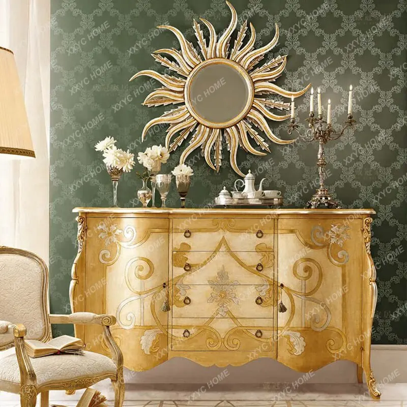 Neoclassical home entrance cabinet, antique light luxury dining side cabinet, living room locker, entry shoe cabinet, decorati