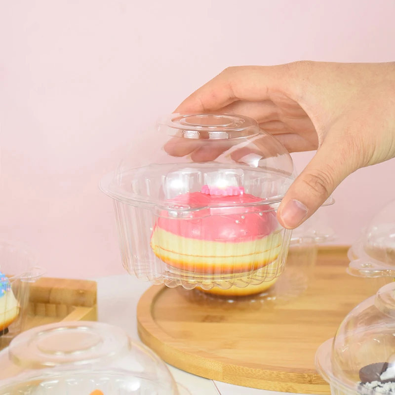 10pcs Plastic Cake Containers Disposable Plastic Clear Boxes Single Muffin Dome Cake Holders Suitable Party Decoration Supplies images - 6