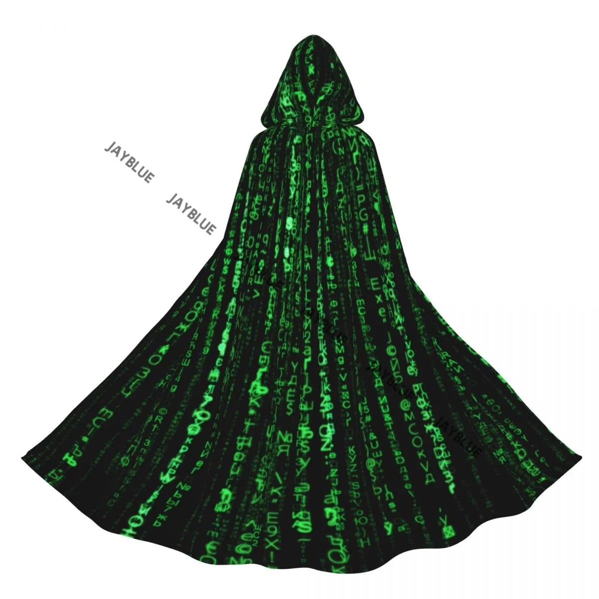 Long Cape Cloak Green Matrix Hooded Cloak Coat Autumn Hoodies