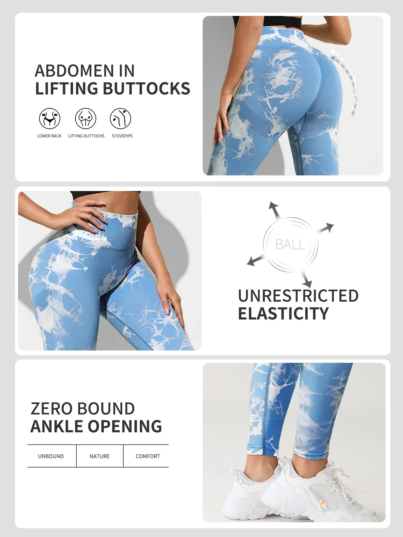 NEW Leggings For Women Tie Dye Solid Color High Waist Scrunch Butt Lift Seamless Yoga Leggings Slim Stretch Skinny Fitness Pants