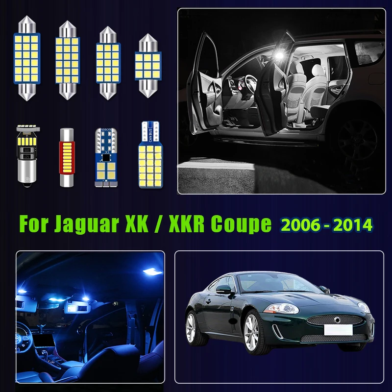 

For Jaguar XK / XKR Coupe 2006-2014 13pc ar LED Bulbs Interior Dome Reading Lamp Vanity Mirror Glove Box Trunk Light Accessories