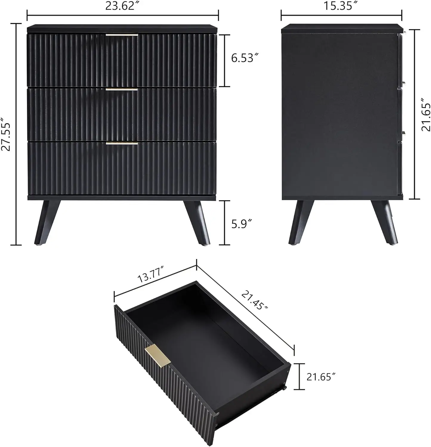 Cômoda peito de gavetas com painel Waveform, armário moderno, armazenamento de madeira cômoda, Quarto e Living