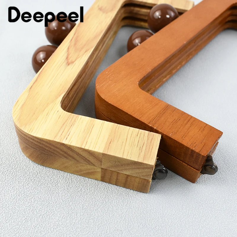 Deepeel 20*8cm New Wooden Bag Handle Purse Frame Closure Kiss Clasp Women Handbags Strap Woven-bag DIY Handmade Bags Accessories