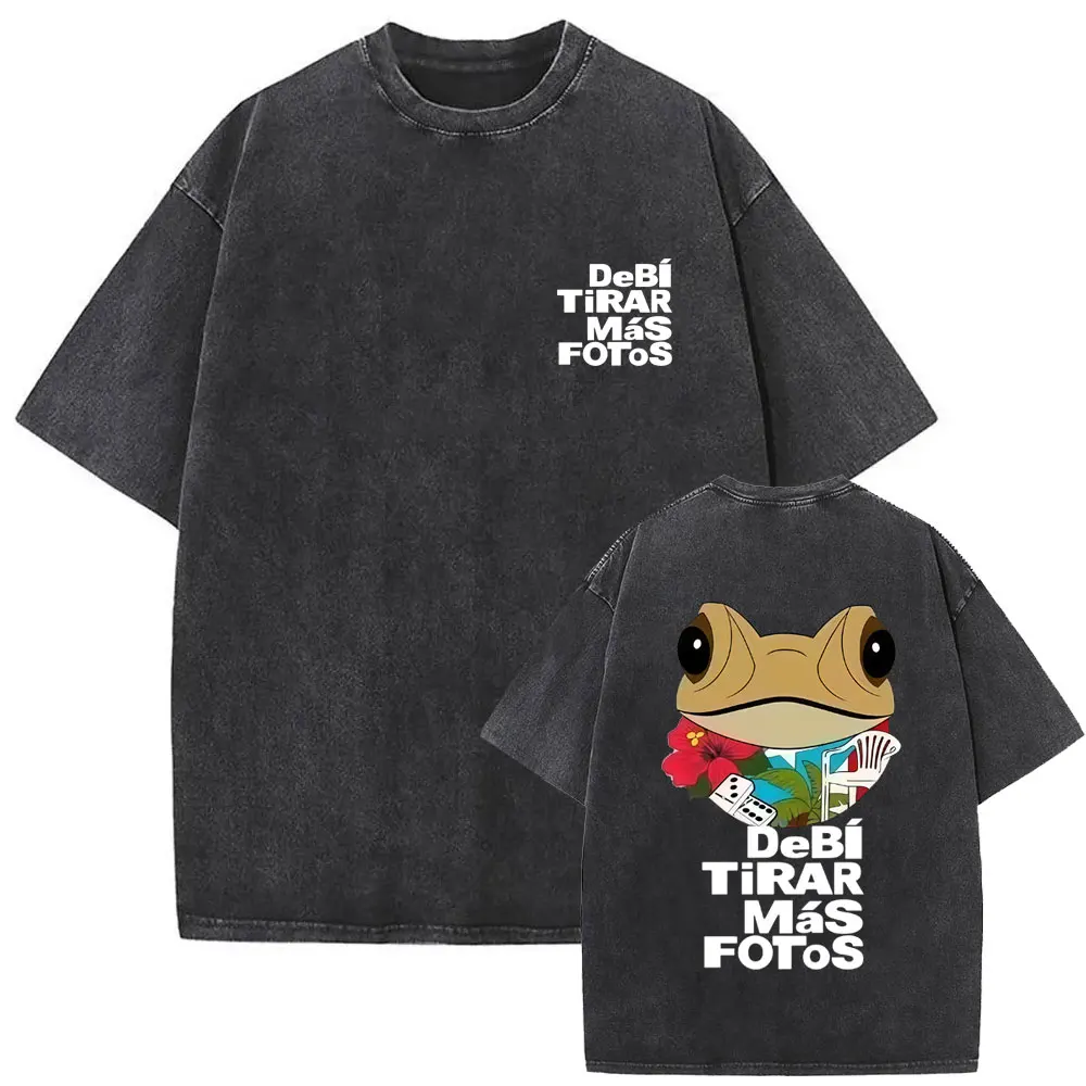 

Washed Vintage Rapper Bad Bunny T-shirt Debi Tirar Mas Fotos DTMF World Tour T Shirts Men's Fashion Hip Hop T-shirts Fans Gift