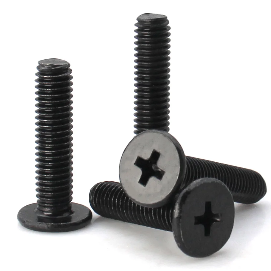 5-25pcs M1.6 M2 M2.5 M3 M4 M5 M6 Black 304 Stainless Steel Phillips Ultra Thin Flat Head Machine Screw for Laptop