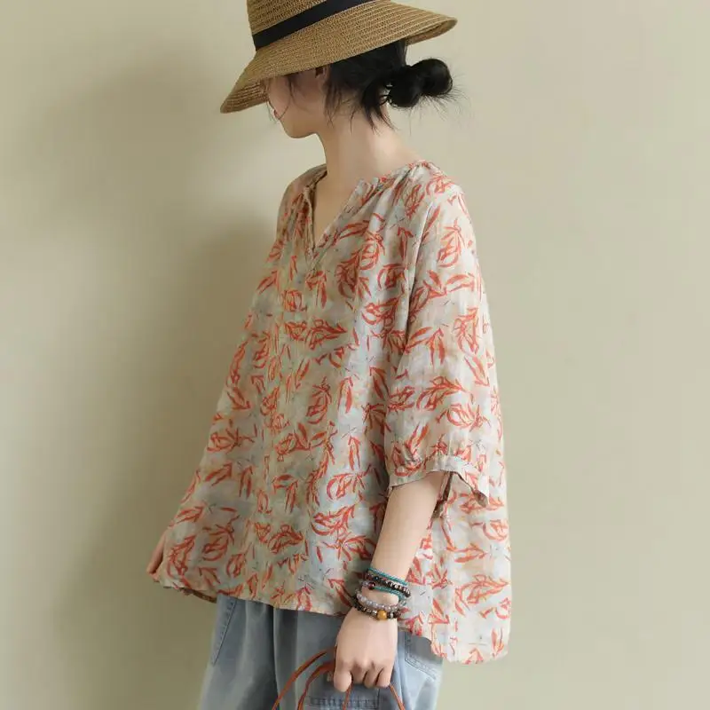 여성 5/8 슬리브 티셔츠 탑 2025 신상 패션 V넥 자외선 차단 의류 여름옷