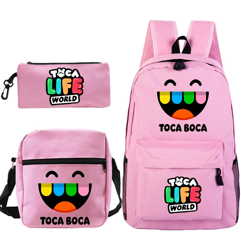 Toca Life World Schoolbag 3pcs Set Kids Backpack Children Cartoon Rucksack boy girl School Backpack Students Back To School Gift