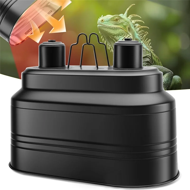 

A84E-Dual Reptile Light Fixture, Max 160W Each Reptile Heat Lamp Fixture With Separate Switches, Fits Reptile Light