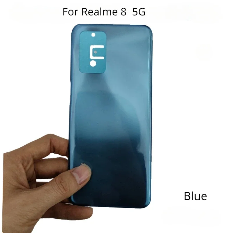 Realme 8,8 pro,4g,5g用のプラスチック製バッテリーカバー,リアドアの交換,電話のリアケース,ロゴ接着剤