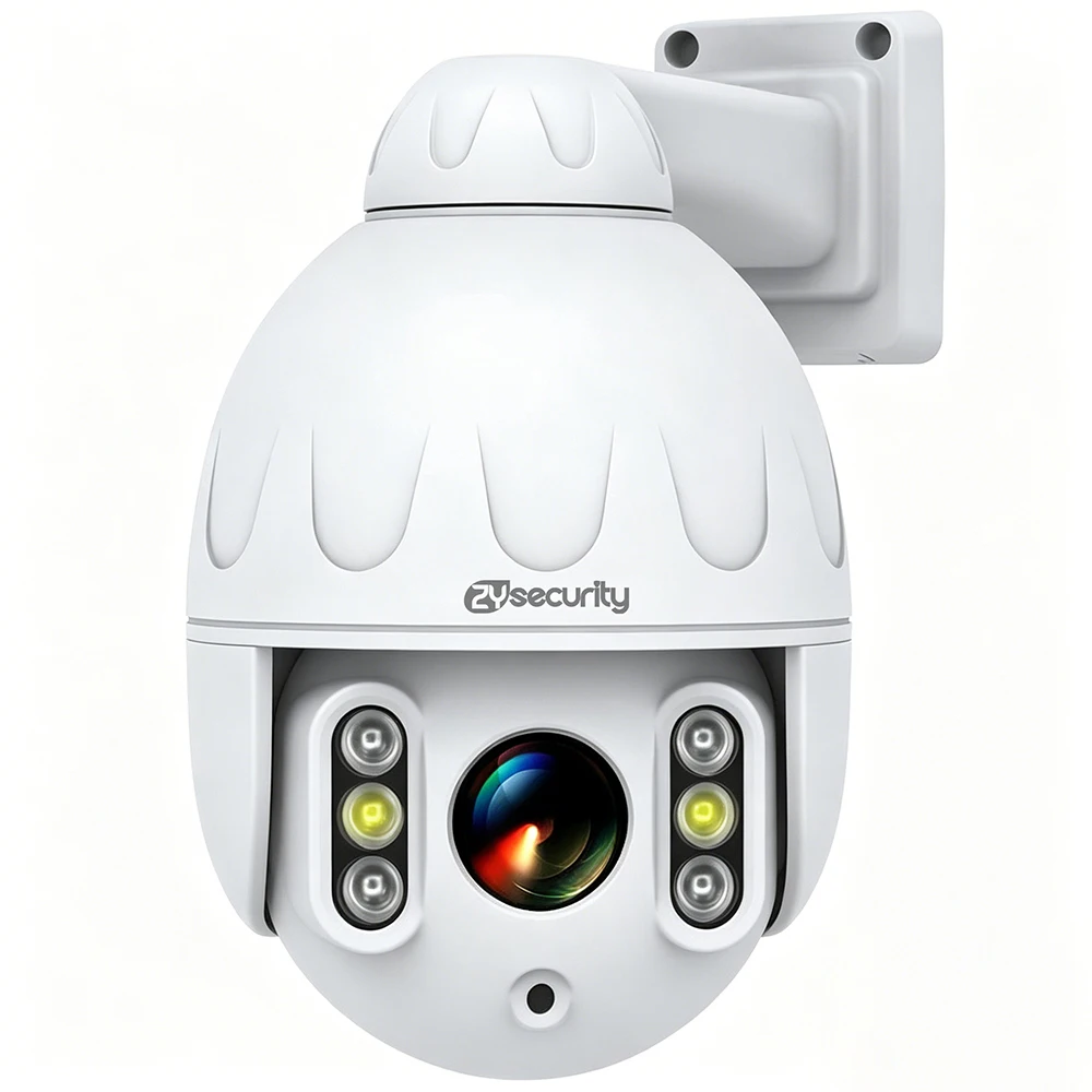 Outdoor 5MP PoE IP Camera 5X Optical Zoom Auto Tracking PTZ Dome Camera Human Detect Color Night Vision CamHipro APP Metal CCTV