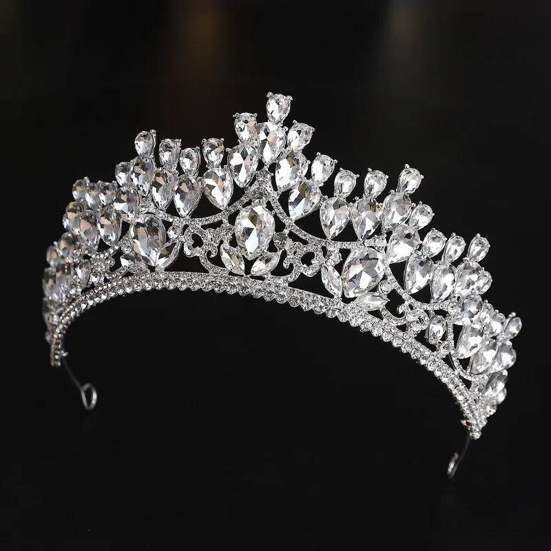 Silver Color Crystal Crowns And Tiaras Baroque Vintage Crown Tiara For Women Bride Pageant Prom Diadem Wedding Hair Accessories