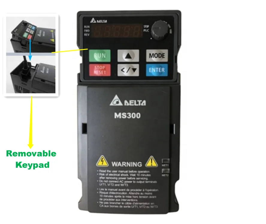 델타 VFD ms300 최고의 220V 3 상 인버터, 7.5 kw vfd 11kw 벡터 제어, 분진용 주파수 변환기, VFD17AMS43ANSAA