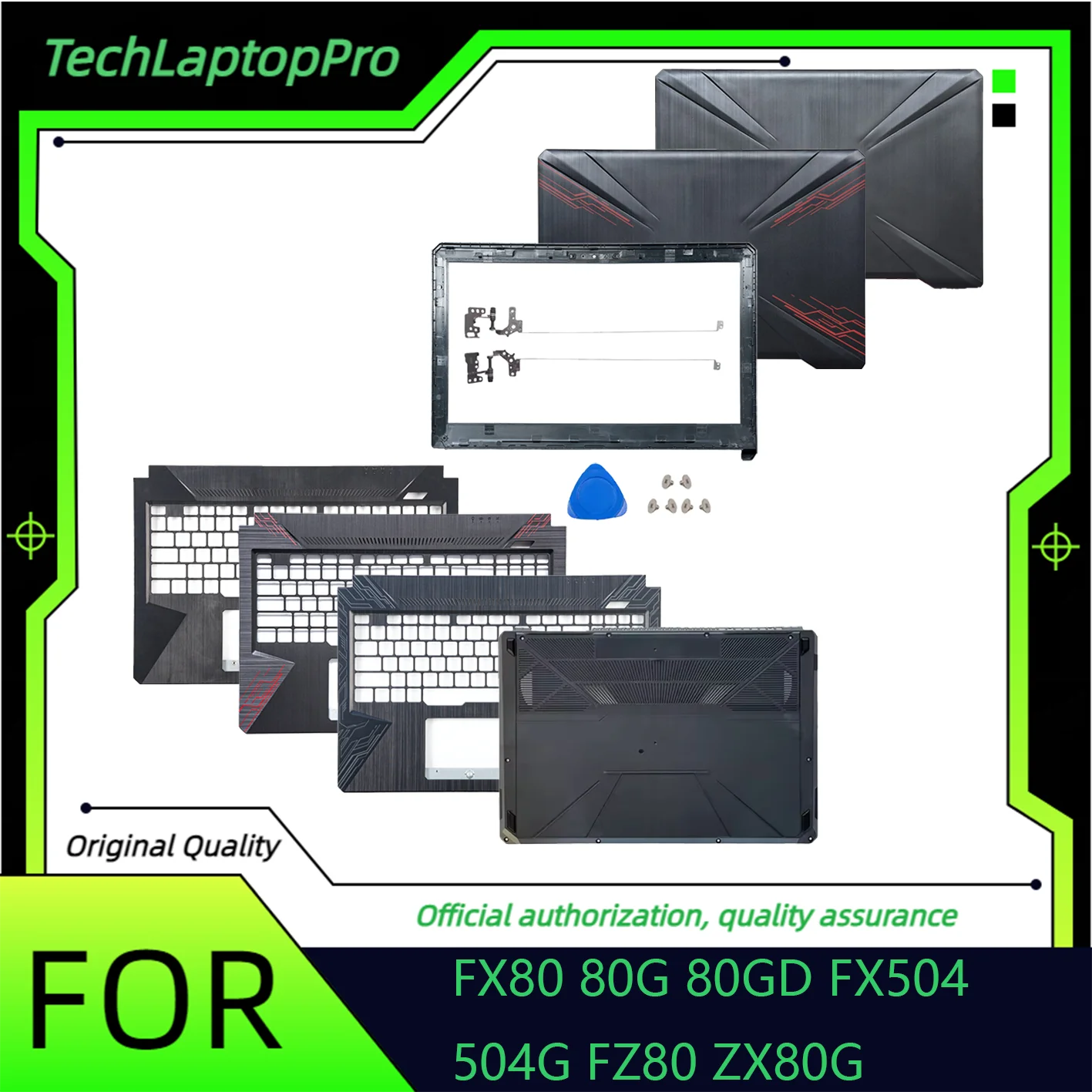 NEW Laptop Case For FX504 FX504G FX504GD FX504GM FX80 FX80G FX80GD FZ80 Laptop Lid LCD Back Cover Front Bezel Hinges Parts