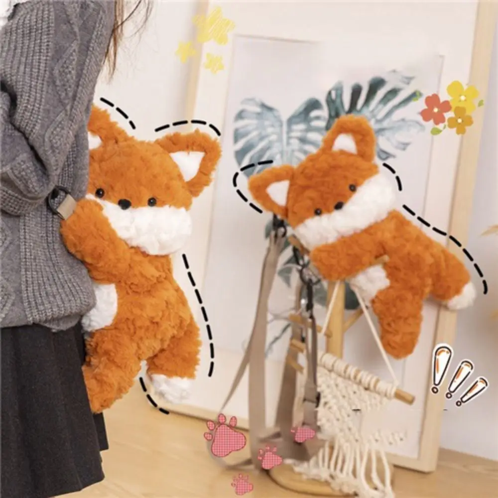 Cartoon Fox Shoulder Bag Handbag Kawaii Fox Plush Doll Crossbody Bag Cute Coin Purse Messenger Bag