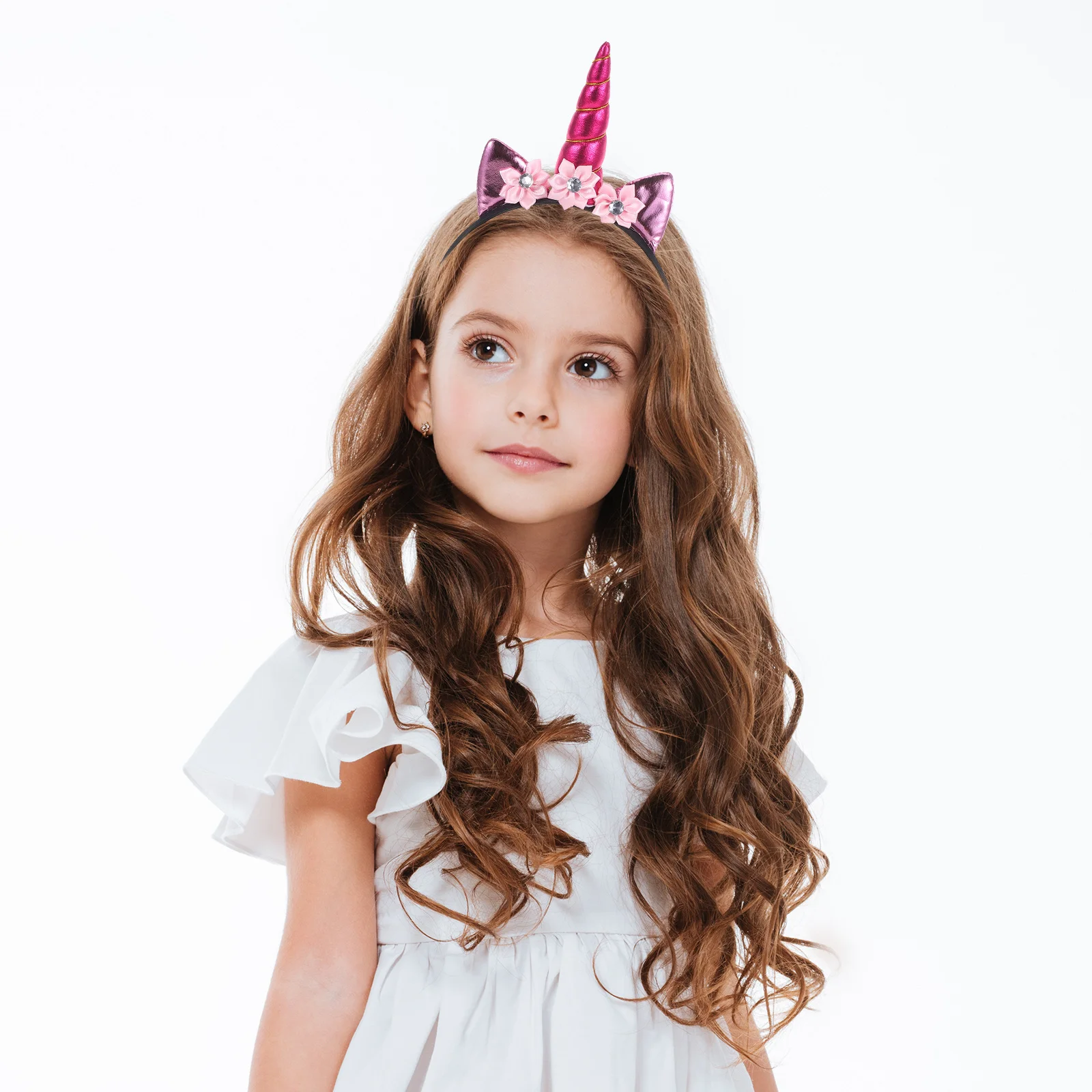

Children Unicorn Hairband Crystal Handmade Flower Headpiece Hair Headdress for Birthday Party Carnival Costume Show Kids Unicorn