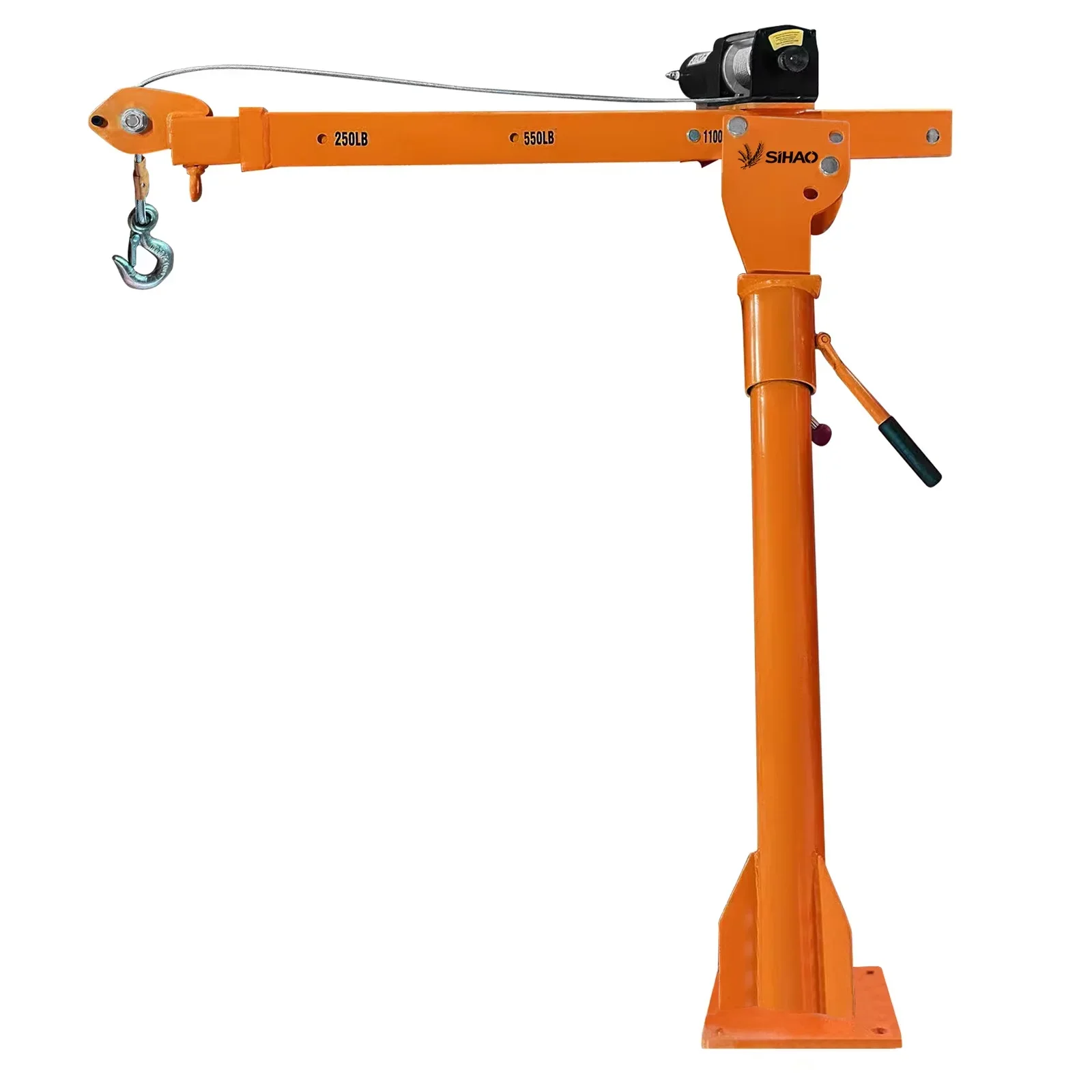 SIHAO Vehicle-mounted Crane 3500LBS Heavy Duty Truck Jib Crane Hoist, 360 Degree Swivel Foldable Construction Built-in 1100LBS Electric Winch for Daily Cargo Lifting Work, Portable Truck Mounted Crane Hoist for Pickup Truck Trailer Loading