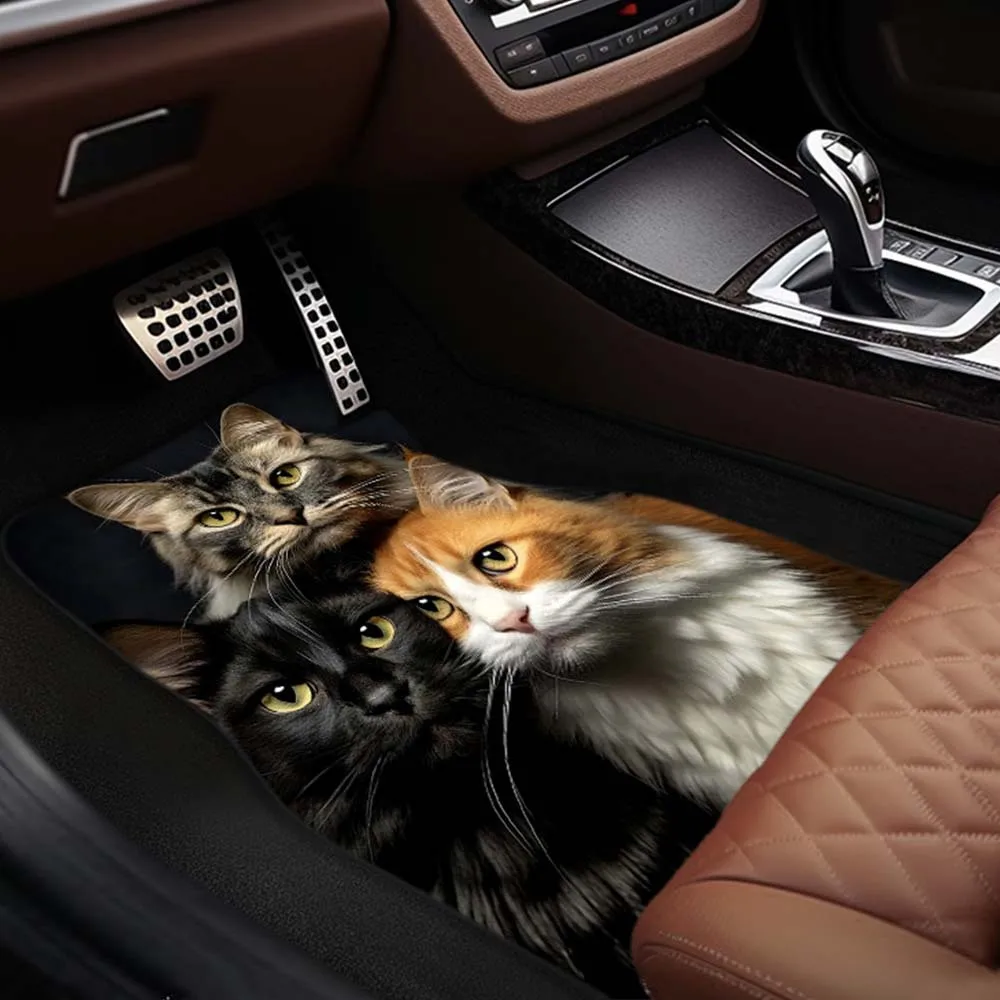 

1 шт./2 шт./4 шт. многоцелевой автомобильный пол, красочный и супер милый пол с котенком, роскошное украшение для пола переднего и заднего сиденья, толстый фетр