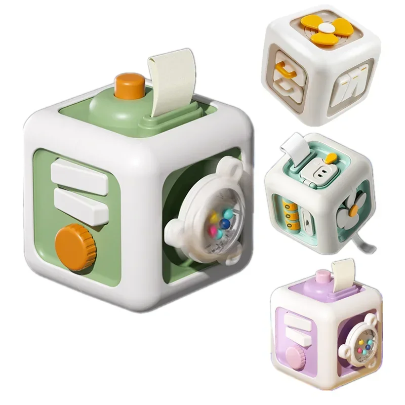 

6 in 1 Montessori Activity Cube Baby Toys Sensory Busy Board Travel Toy Educational Learning Basic Life Skills Toys for Toddler