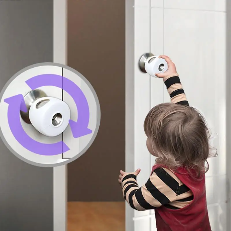 Child Proof Door Knob Covers Babies Proof Safety Locks For Doors Door Knob Covers Installs Easily Round Door Knob Cover For Kids