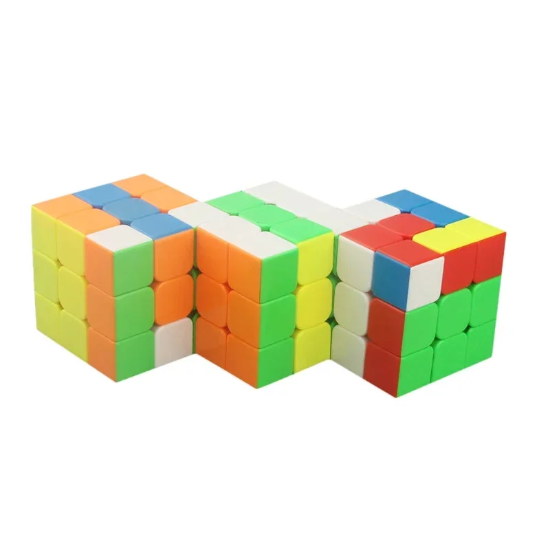 ثلاثة مكعبات معًا ضمادات CubeTwist الثلاثي 3x3 الملتصقة المكعب السحري لغز لعبة اللعب ملصقات سوداء بدون ملصقات
