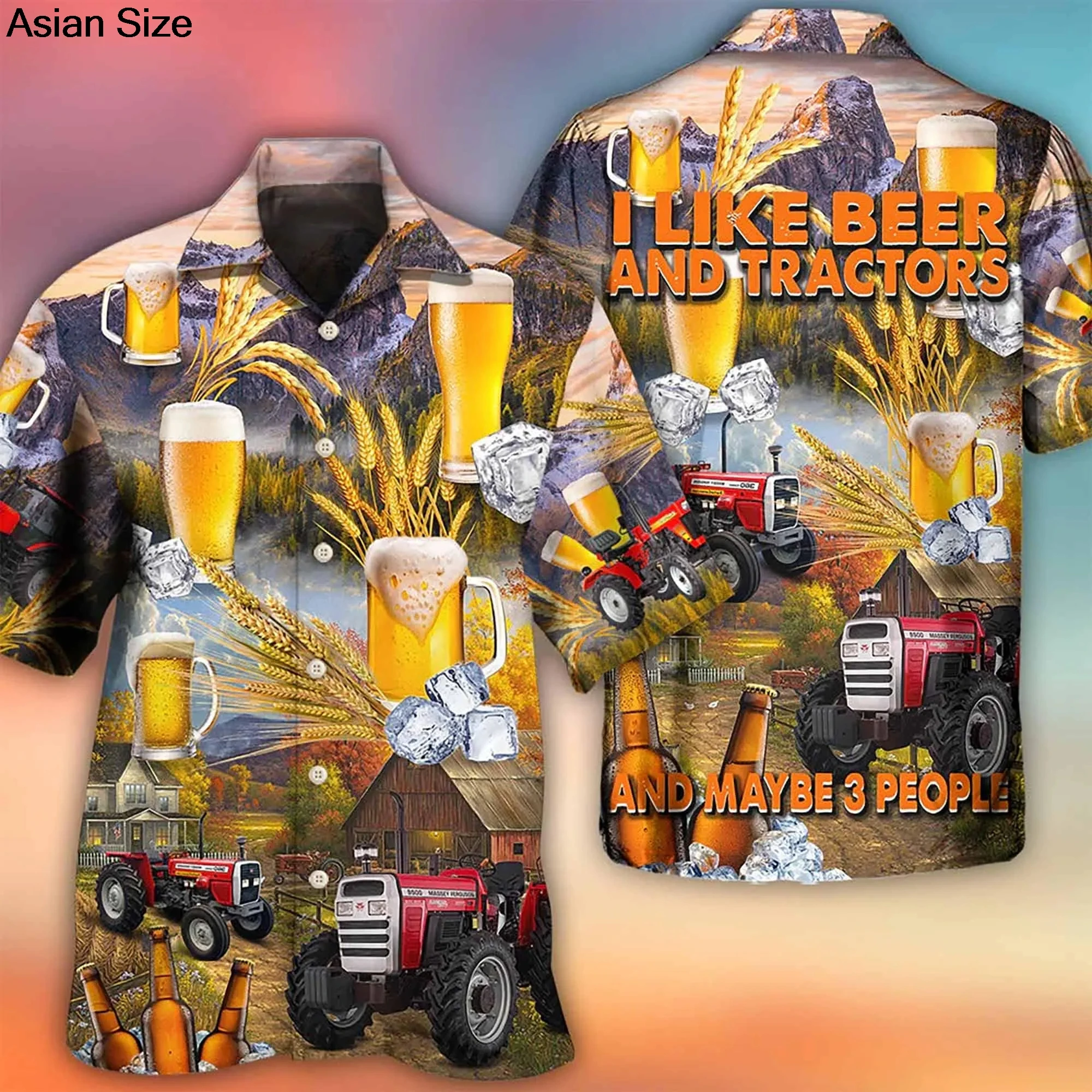 

Tractor Hawaiian Shirts, Farm Lover Button Down Shirt, Beach Shirts For Men Women, Vintage Agriculture Tools Short Sleeve Shirt