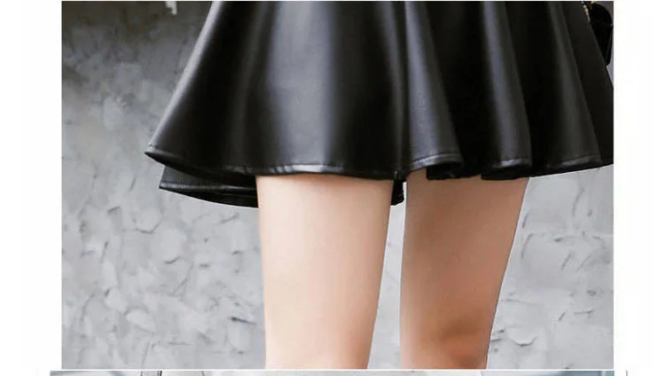 Women Sexy Faux Leather Skirts High Waist Elastic Mini Short Skirt Multi Purpose For Skater Work Nightclub Knee-Length Skirts