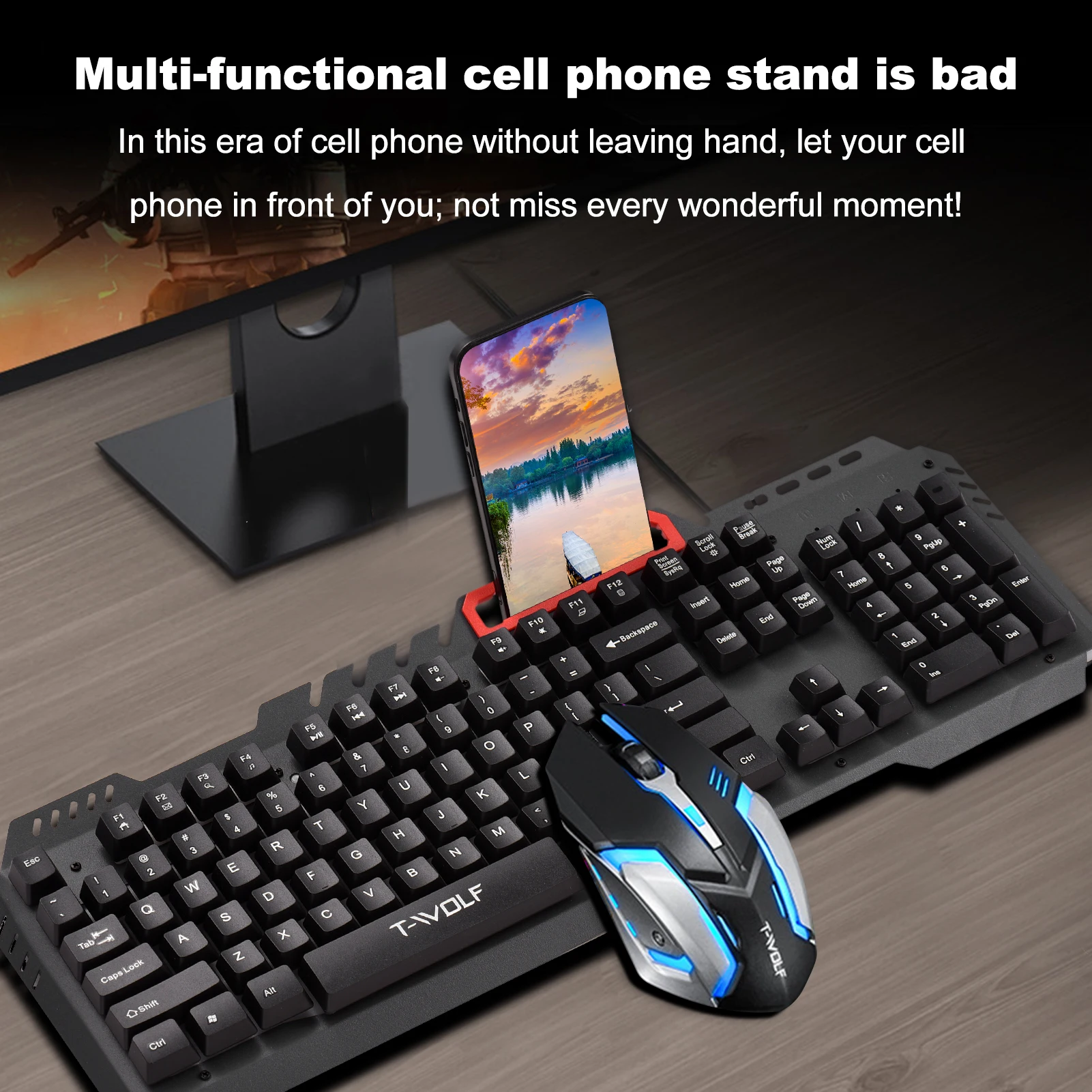 

Thunder Wolf TF-600 keyboard and mouse set metal iron plate notebook desktop computer office game keyboard mouse Thunderwolf TF-