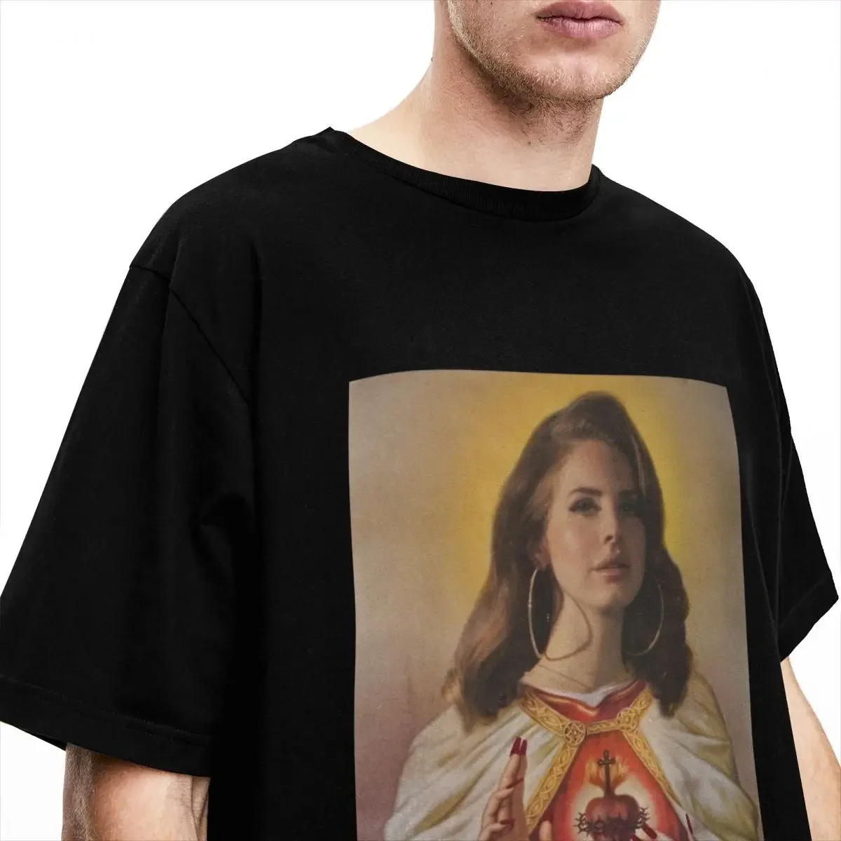 Lana Del Rey Saint Men T Shirt Awesome Tee Shirt Short Sleeve Round Collar T-Shirts Cotton Gift Tops