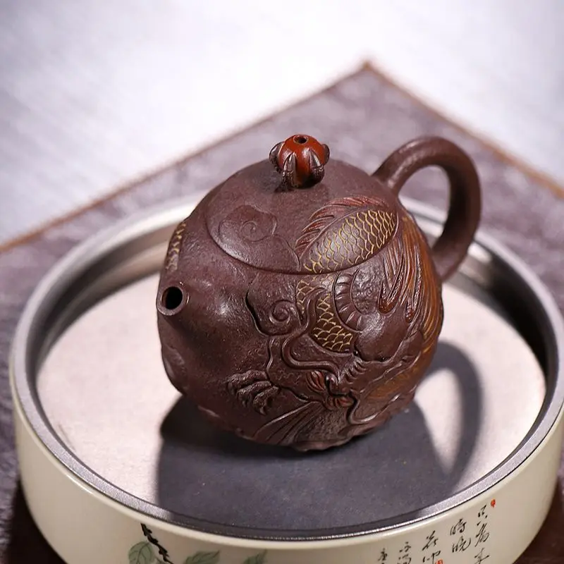 Handmade Pot Ore Purple Clay Yixing Famous Teapot Gift Teaware Inner Pile Ball Hole 170C