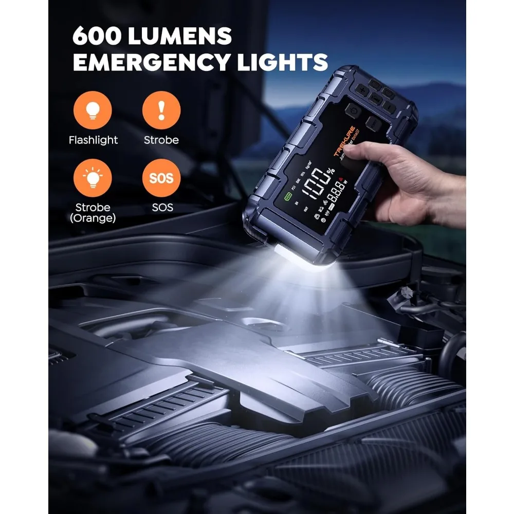 حزمة طاقة Jump Starter 8000A من TREKURE مع ضاغط هواء 160 رطل لكل بوصة مربعة، شاحن PD45W مع معزز بطارية السيارة (جميع الغاز/1)