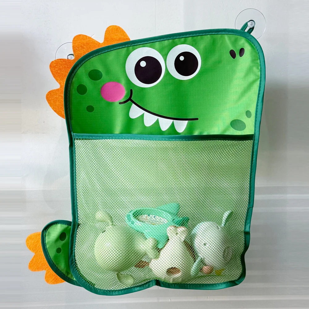

Baby Bath Toys Cute Duck Dinosaur Mesh Net Storage Bag Strong Suction Cups Bath Game Bag Bathroom Organizer Water Toys