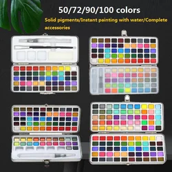 Zoecor 50-100 Vernice a colori Disegno Set di acquerelli solidi Pigmento Forniture artistiche Acuarela Basic Neon Glitter Acquerello professionale