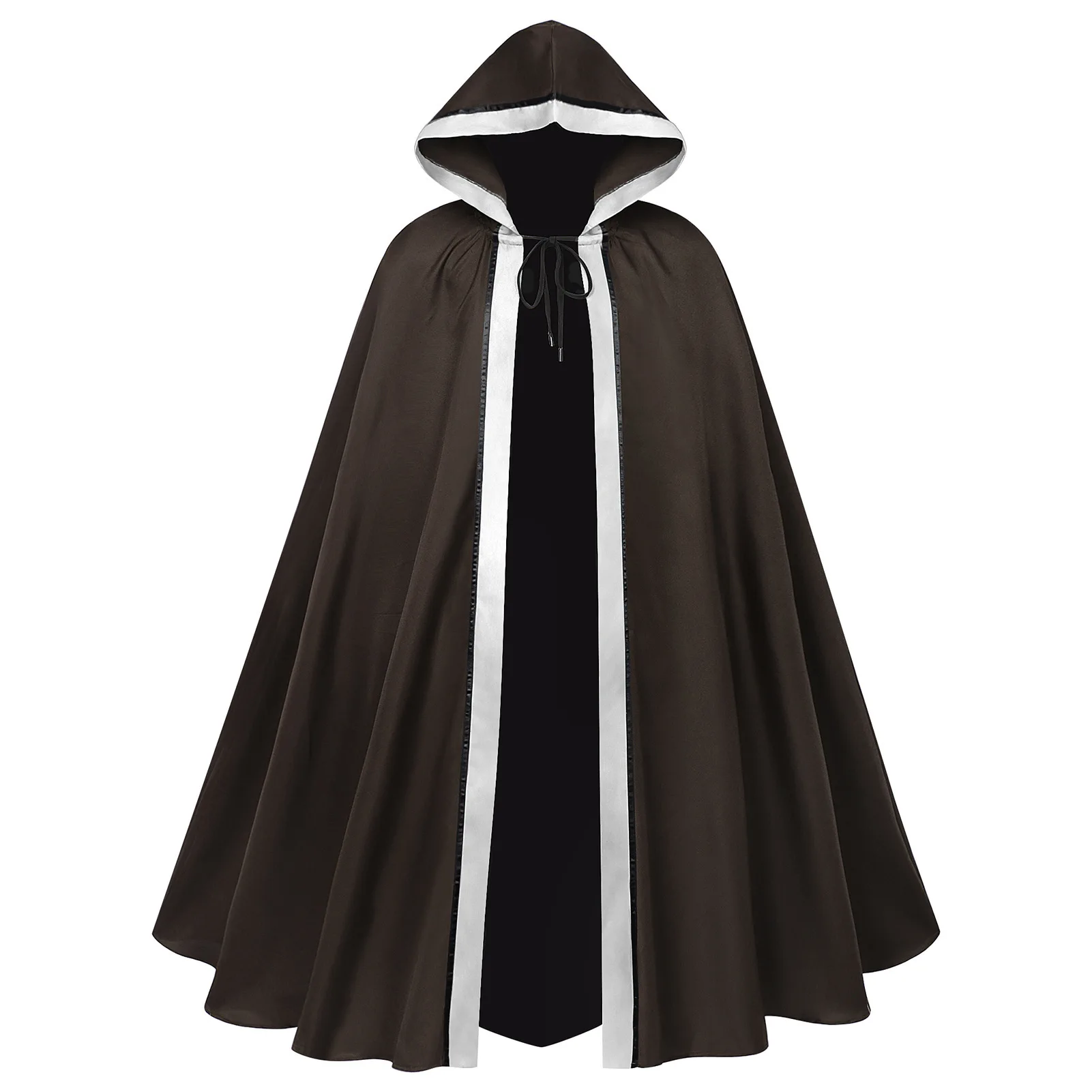 Mittelalterlicher Erwachsenen-Krieger-Umhang mit Kapuze, Unisex, Kontraststreifen, Zauberer-Robe, Halloween-Party, Festival, Cosplay-Kostüm 2026 – Detail 18