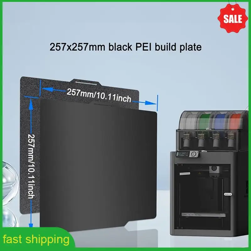 A010 2Pcs 257X257mm Black PEI Double Sided Build Plate For Bambu-Lab A1/X1C/X1/X1E/P1P/P1S, Smooth PEI&Textured PEI Plate