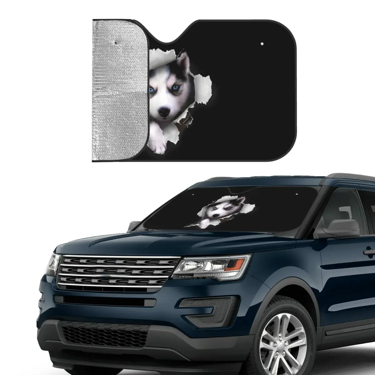 Cute Siberian Husky Dog Sunshade Windscreen Dogs Animal Car Front Window Visor Car Window Windscreen Cover Accessories Covers