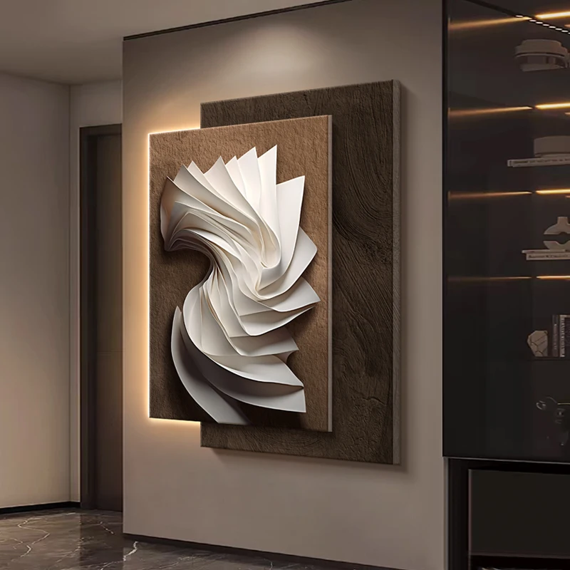 

Foldable Space Minimalist LED Mural Light - 3D Sandstone Hanging Painting with High-End Artistic Sense for Living Room Decor