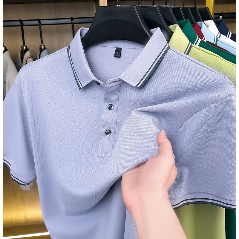 Men'S Polo Formal Wear - Мужская рубашка-поло из пике с контрастным