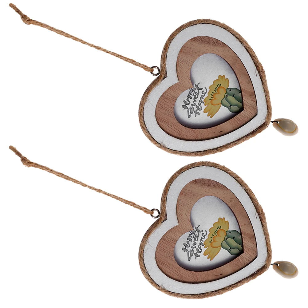 2 Pcs Wooden Photo Frame Pendant Hanging Mini Frames for Pictures Crafts DIY Ornaments Tiny