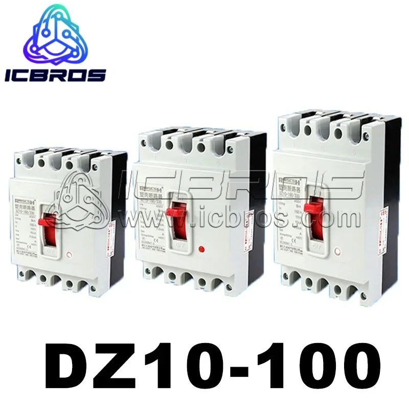 

Molded Case DZ10-100 DZ10-330 Three-phase Three Wire 380V Air Switch Silver Point Circuit Breaker 32A 60A 80A 100A 250A 600A