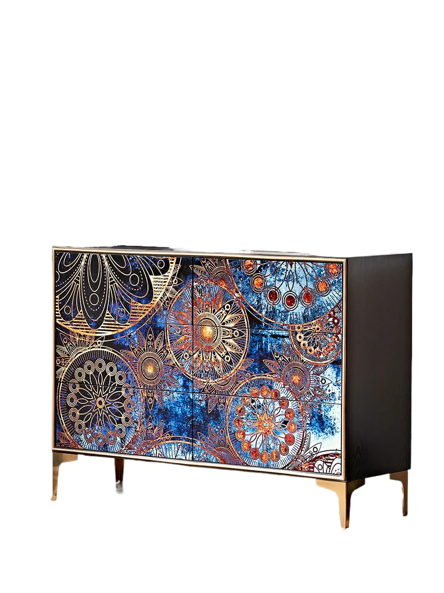 

Light luxury six-chest cabinet simple modern bedroom French entrance locker living room solid wood drawer storage cabinet