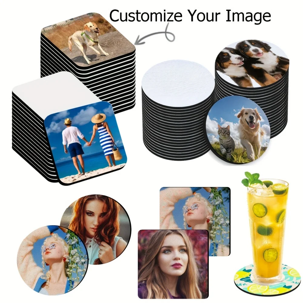 Custom Photo Paper Square and Rotundity Coasters, Party Beer Mats,Stain-Resistant and Portable for Home,Hotel,Wedding,Restaurant