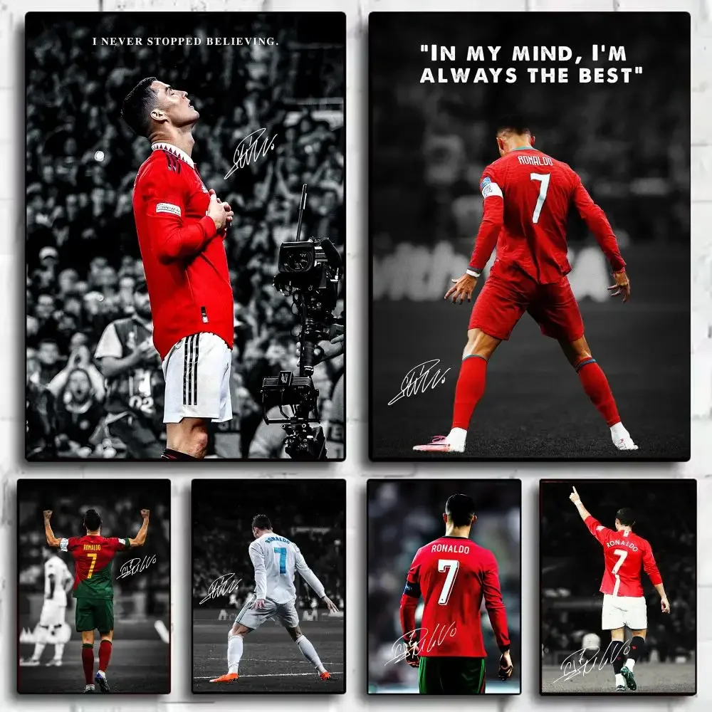 Soccer C-Cristiano Stars R-Ronaldo Poster Decorative Wall Sticker Mural Photo Print for Bedroom Living Room Hallway Home Decor