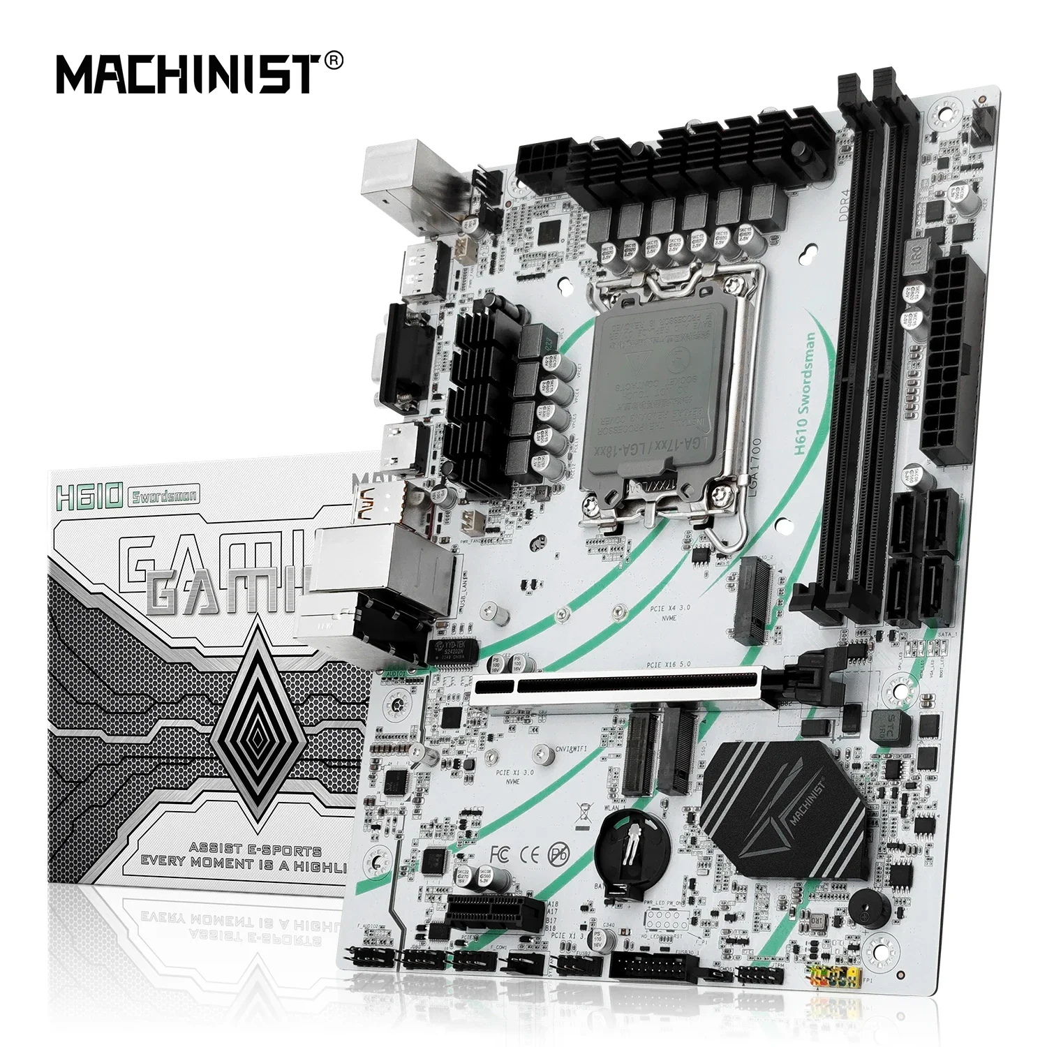 MACHINIST H610 Swordsman Motherboard LGA 1700 Support DDR4 RAM Memonry SSD M.2 Intel Core 12 13 Gen CPU 12600F 12700F 13600F