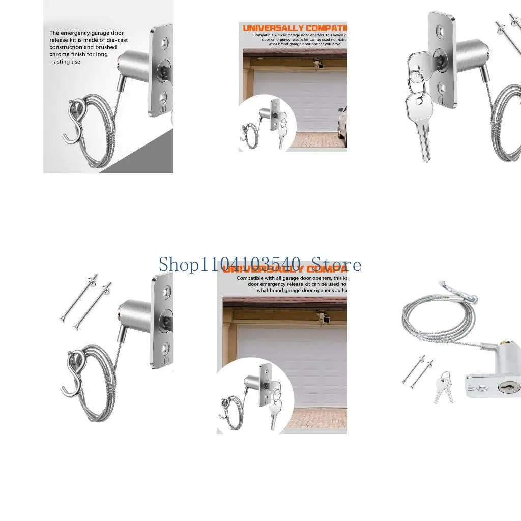 

02DC Manual Garage Door Release Lock Stainless Steel Emergencies Overrides System Compatibility with Variouis Openers