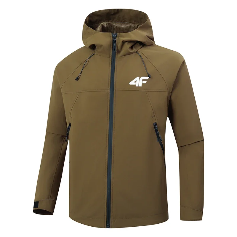 Men's fishing windproof jacket, spring and autumn long-sleeved windbreaker, zipper hood, casual and fashionable sportswear