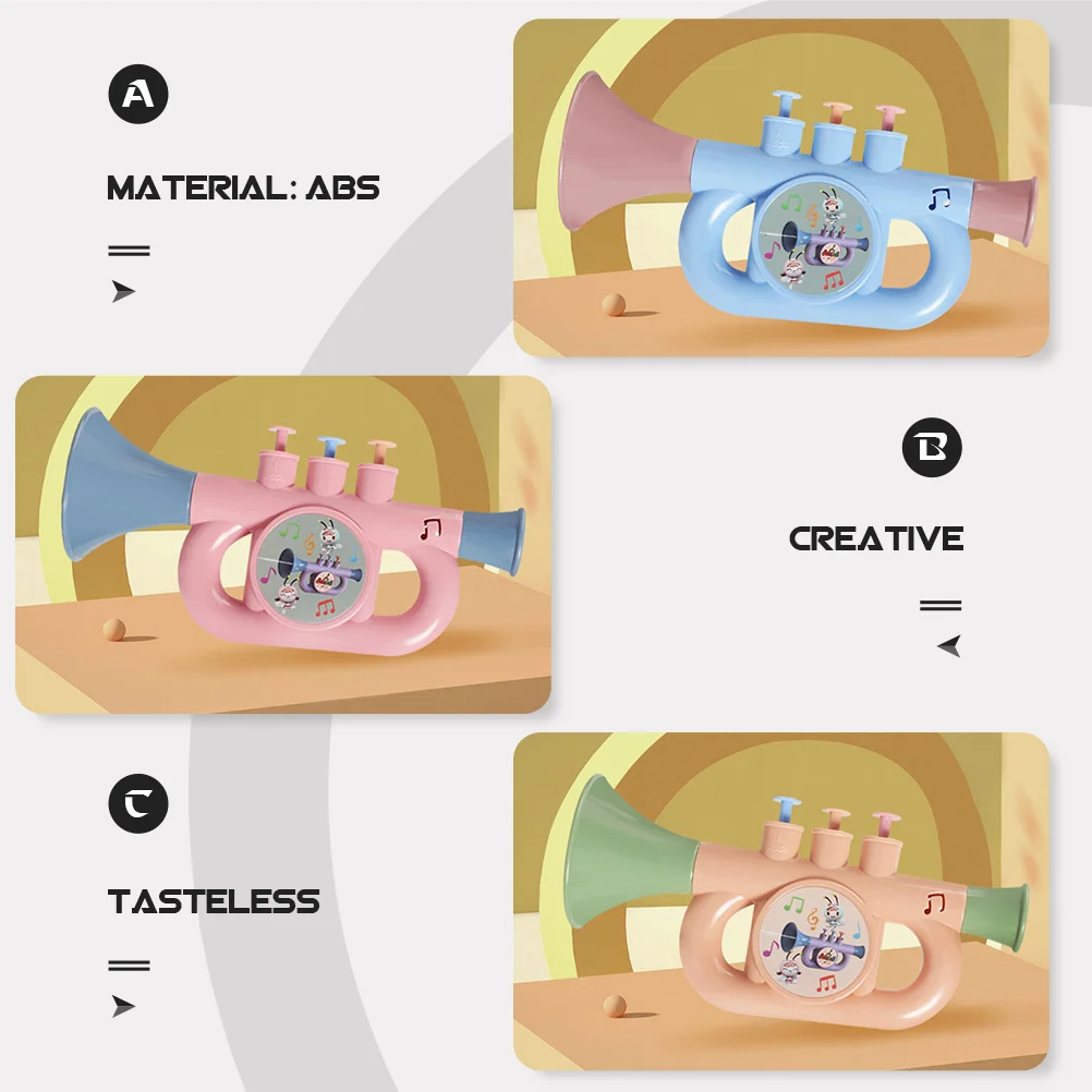 

3Pcs Kids Trumpet Learning Instrument Colorful Plastic Horn Simulation for Music Interest Cultivation and Lung Capacity Exercise