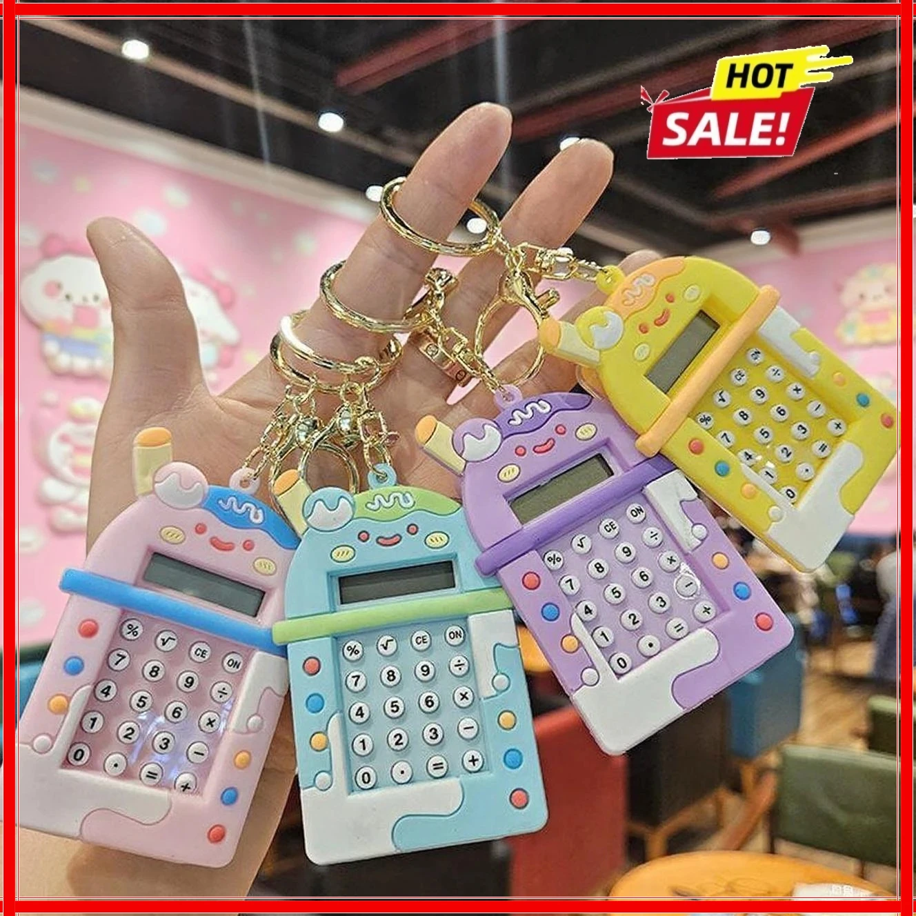 1pc Calculator Keychain Mini Portable Calculator With Creative Cute Keychain 8-Digit Display Pocket Calculator Keychain