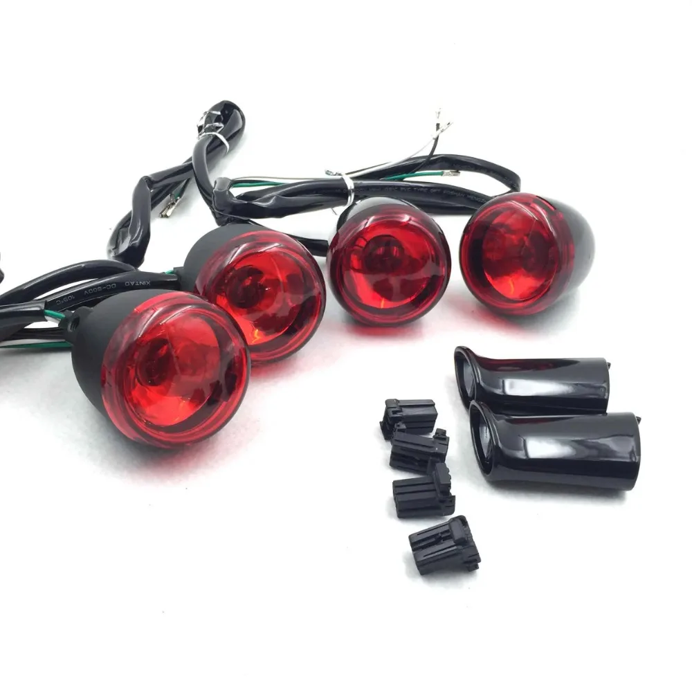 Front and Rear Turn Signal Indicator Kit for Harley-Davidson Sportster XL883 Xl1200 1992-2016  Red Aftermarket Motorcycle Parts