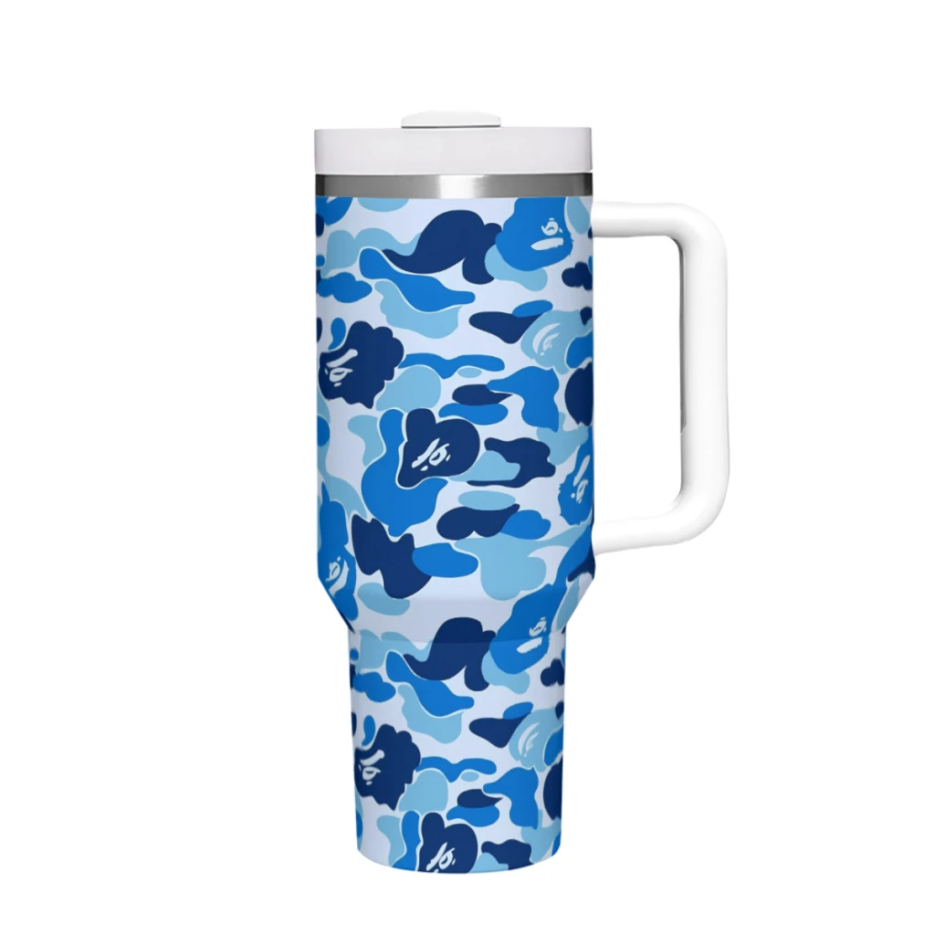 

Elegant Blue Bape Camo Wallpaper 40 Oz Ultimate Tumbler with Handle and Straw Vacuum Insulated