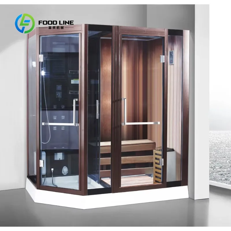 Customized 3 Person Dry Wet Steam Shower Room Sauna Cabin Combos Steam Shower Full Spectrum Far Infrared Sauna Bath Wooden Room
